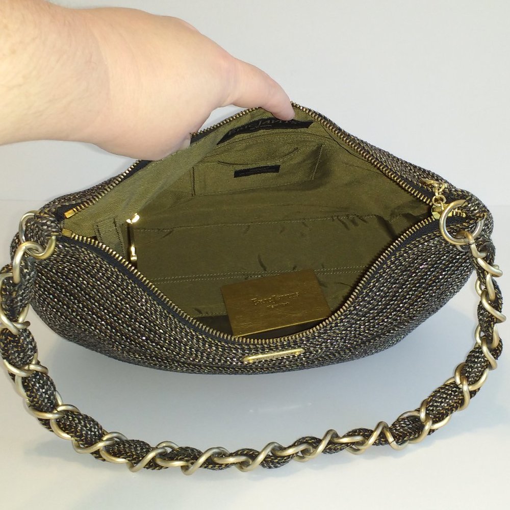 *Eric Javits New York Shenia woven neutral fabric gold chain shoulder bag - Picture 8 of 12